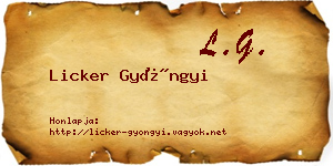 Licker Gyöngyi névjegykártya